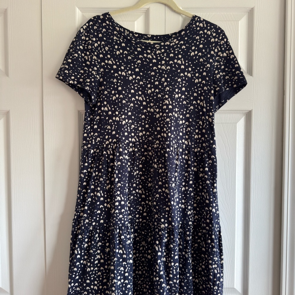 Navy and Cream Polka Dot Dress